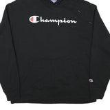 CHAMPION Mens Black Hoodie XL Cotton Blend Pullover Sweatshirt Logo