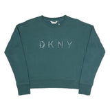 DKNY Womens Green Crew Neck XS Cotton Blend Sweatshirt Pullover DKNY Logo