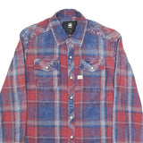 G-STAR Mens Red & Blue Plaid Cotton Shirt S Button Casual Workstyle