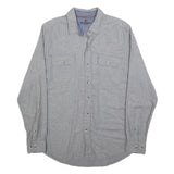 WOOLRICH Mens Grey Plain Cotton Shirt M Classic Button Pocket Casual