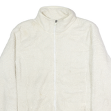 FILA Womens White Zip Jacket L Polyester Fleece Plain Warm Comfort Casual