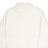 FILA Womens White Zip Jacket L Polyester Fleece Plain Warm Comfort Casual