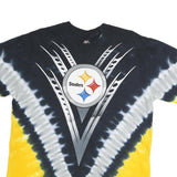 MAJESTIC Mens Black & Yellow Steelers Graphic T-Shirt L Short Sleeve Crew Neck