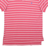 POLO RALPH LAUREN Mens Pink & White Striped Short Sleeve M Cotton Polo Shirt