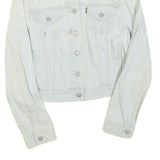 LEVI'S Womens White Denim Jacket M Cotton Blend Button Plain Printed Back