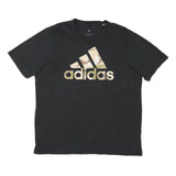 ADIDAS Mens Black & Beige Logo Graphic T-Shirt L Short Sleeve Crew Neck