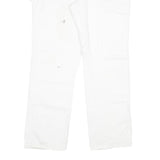 DICKIES Womens Regular White Denim Jeans W34 L31 Workwear Straight Zip Cotton
