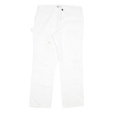 DICKIES Womens Regular White Denim Jeans W34 L31 Workwear Straight Zip Cotton