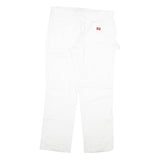 DICKIES Womens Regular White Denim Jeans W34 L31 Workwear Straight Zip Cotton