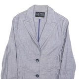 ARMANI JEANS Womens Grey Linen Blend Button Jacket S Tailored Casual Blazer