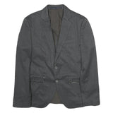 ZARA Mens Grey Button Jacket L Cotton Blend Classic Blazer Formal Stylish