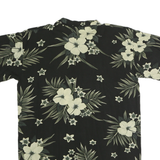 YNC Mens Black & Cream Floral Cotton Short Sleeve Shirt M Summer Casual Tropical