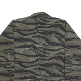 ATLANCO Mens Green & Brown Tiger Stripe Cotton Button Jacket L Ripstop