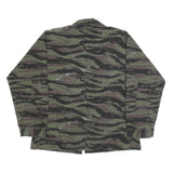 ATLANCO Mens Green & Brown Tiger Stripe Cotton Button Jacket L Ripstop