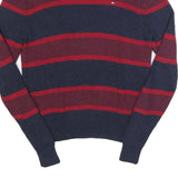 TOMMY HILFIGER Mens Navy & Red Patterned Cotton Crew Neck Jumper XS Knitwear