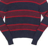 TOMMY HILFIGER Mens Navy & Red Patterned Cotton Crew Neck Jumper XS Knitwear