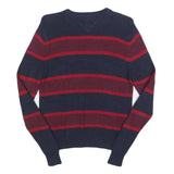 TOMMY HILFIGER Mens Navy & Red Patterned Cotton Crew Neck Jumper XS Knitwear
