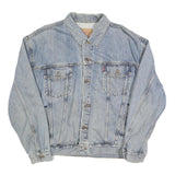 LEVI'S Mens Blue Denim Jacket L Cotton Classic Button Front Casual Lightweight