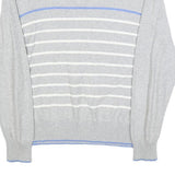 KAPPA Mens Grey & Blue Patterned Cotton Crew Neck Jumper M Casual Lightweight