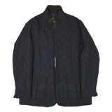 BARBOUR Mens Black Quilted Button Jacket 2XL Polyester Blend Classic Outdoor