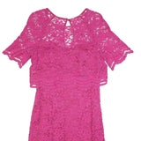 WHISTLES Womens Pink Lace Day Dress Polyester Blend Short Sleeve UK 10 Elegant