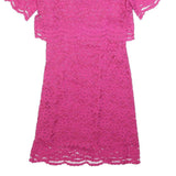 WHISTLES Womens Pink Lace Day Dress Polyester Blend Short Sleeve UK 10 Elegant
