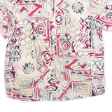 DIVINA Mens Pink Beige Grey Printed Short Sleeve Collared Shirt L Casual Top