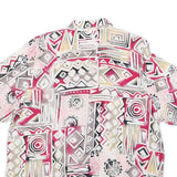 DIVINA Mens Pink Beige Grey Printed Short Sleeve Collared Shirt L Casual Top