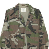 PULL AND BEAR Womens Green Brown Cotton Blend Camouflage Jacket S Zip Pocket