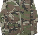 PULL AND BEAR Womens Green Brown Cotton Blend Camouflage Jacket S Zip Pocket