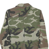 PULL AND BEAR Womens Green Brown Cotton Blend Camouflage Jacket S Zip Pocket