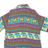 Mens Yellow & Turquoise Elephant Pattern Cotton Blend Shirt M Casual Summer
