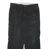 DICKIES Mens Cotton Blend Black Relaxed Cargo Trousers W36 L29 Workwear Zip