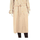Womens Beige Classic Long Sleeve Button Closure Polyester Trench Jacket L