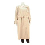Womens Beige Classic Long Sleeve Button Closure Polyester Trench Jacket L
