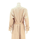 Womens Beige Classic Long Sleeve Button Closure Polyester Trench Jacket L