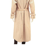 Womens Beige Classic Long Sleeve Button Closure Polyester Trench Jacket L
