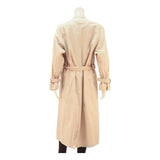 Womens Beige Classic Long Sleeve Button Closure Polyester Trench Jacket L