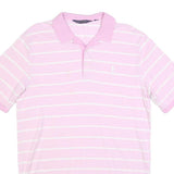 POLO RALPH LAUREN Mens Pink & White Striped Short Sleeve Polo Shirt M Classic