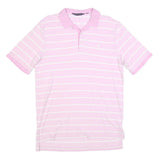 POLO RALPH LAUREN Mens Pink & White Striped Short Sleeve Polo Shirt M Classic