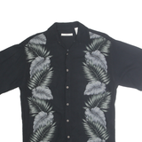 CAMPIA MODA Mens Black Shirt S Rayon Tropical Leaf Print Casual Summer