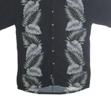 CAMPIA MODA Mens Black Shirt S Rayon Tropical Leaf Print Casual Summer