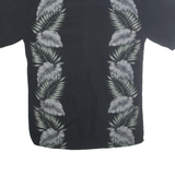 CAMPIA MODA Mens Black Shirt S Rayon Tropical Leaf Print Casual Summer