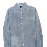 Mens Blue Polyester Blend Shirt S Long Sleeve Button Closure Plain Casual