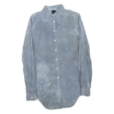 Mens Blue Polyester Blend Shirt S Long Sleeve Button Closure Plain Casual