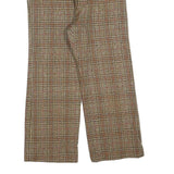 Womens Regular Fit Checked Zip Trousers W30 L24 Brown Beige Classic Pattern