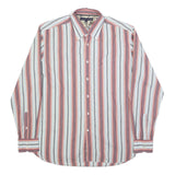 TOMMY HILFIGER Mens Red & Blue Striped Shirt L Classic Button-Down Cotton