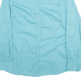 TOMMY HILFIGER Womens Blue L Shirt Cotton Blend Long Sleeve Button Down