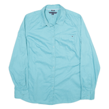 TOMMY HILFIGER Womens Blue L Shirt Cotton Blend Long Sleeve Button Down