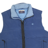 CHAMPION Mens Blue Sleeveless Jacket L Polyester Zip Plain Outdoor Casual